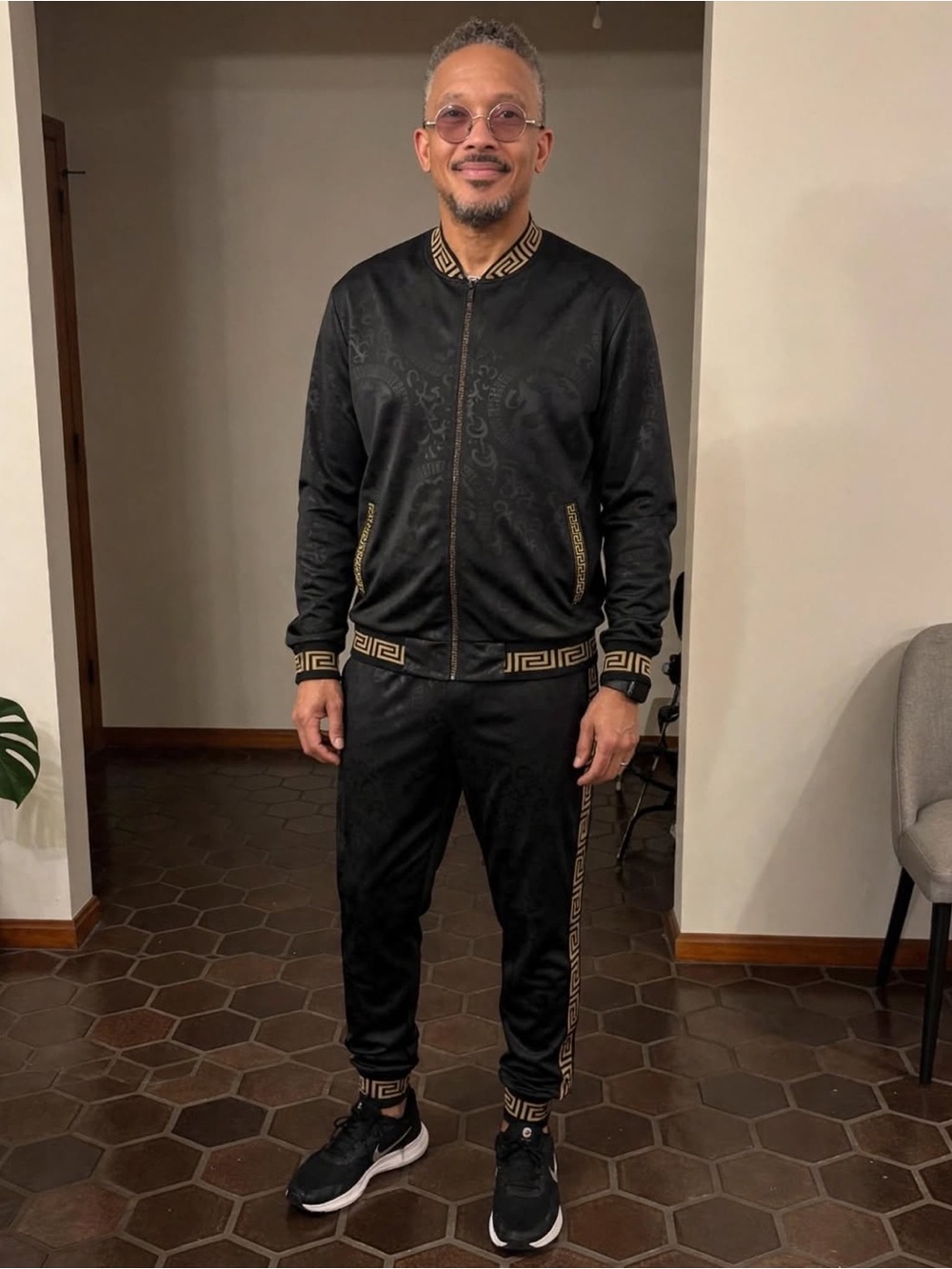 Men's Black Jacket with Gold Trim - Premium Track suit athleisure